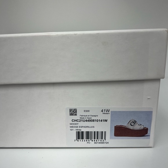 Chloé Woody Espadrille Platform Wedge Mules in White - Picture 6 of 7